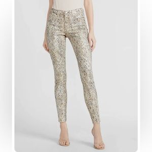 NWT. Express Metallic Foil Snake Print Skinny Jeans. Sz 6.